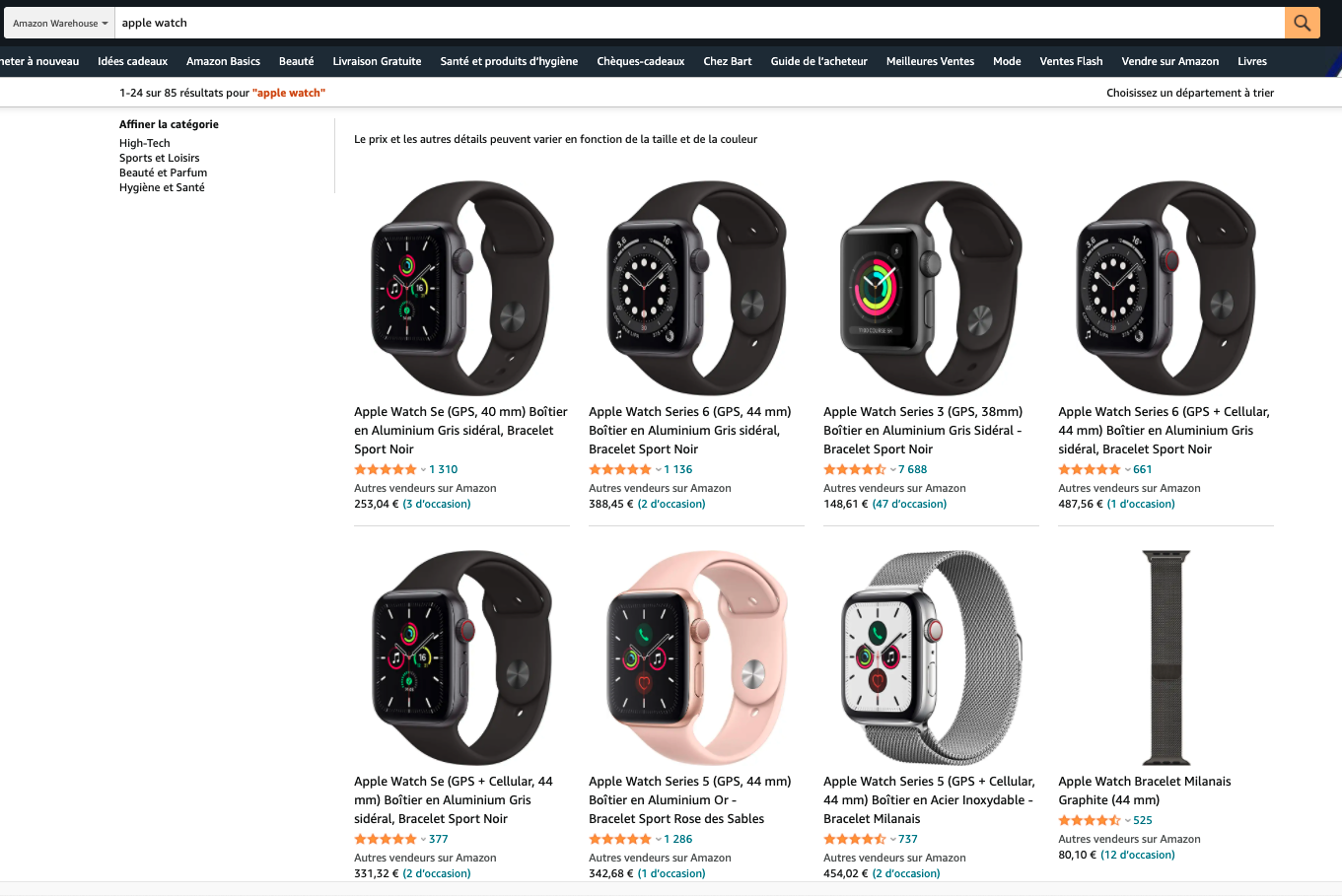 apple watch reconditionnée Amazon Warehouse