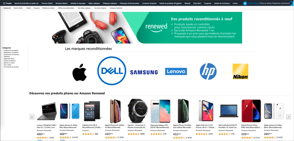 page accueil amazon renewed