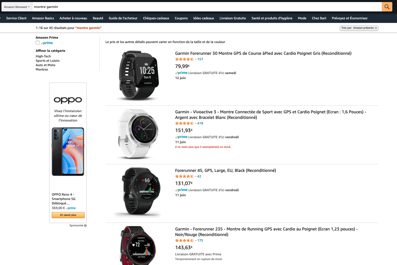 acheter garmin reconditionné sur amazon 