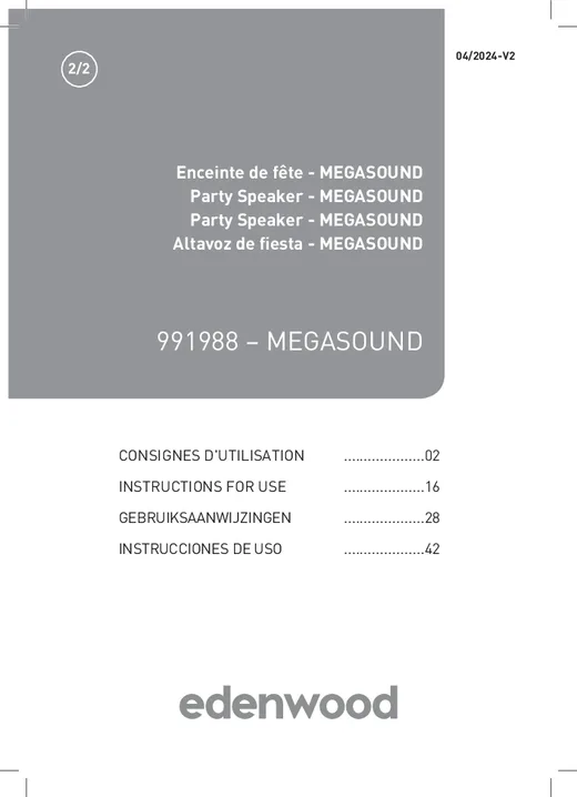 Notice Enceinte Sono Edenwood Megasound