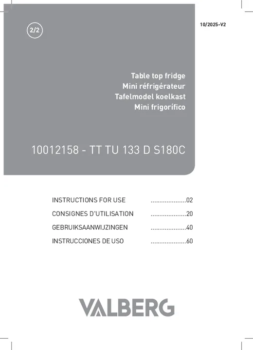 Notice Refrigerateur Top Valberg Tt Tu 133 D S180c