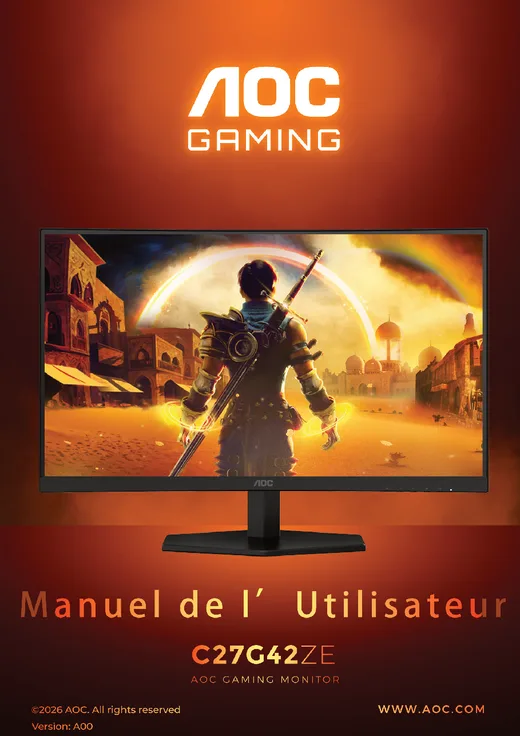 Notice Ecran Pc Gamer Incurve 27'' Aoc C27g42ze - 240hz/0,3ms/fhd