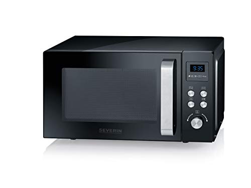 SEVERIN 3-en-1, 900 W, Avec gril et fonction air chaud, Avec plateau rotatif (Ø 27 cm) et Gril, MW 7752, Noir