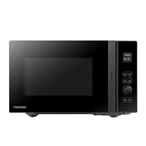 TOSHIBA Four à 800w 20L, 12 Cuissons Préprogrammées, Cavité Émaillée Facile à Nettoyer, Décongélation Poids/Temps et Plateau Tournant à Mémoire de Position - Noir - MV-AM20T(BK)