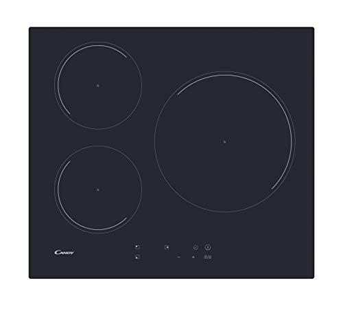 Candy CI633C/4U Plaque à induction, 60 cm de large, 3 zones de cuisson, minuteur, 9 niveaux de puissance, Booster, Noir