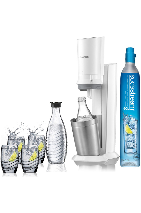 Sodastream CRYSTAL Blanche avec 2 carafes et 4 verres de service