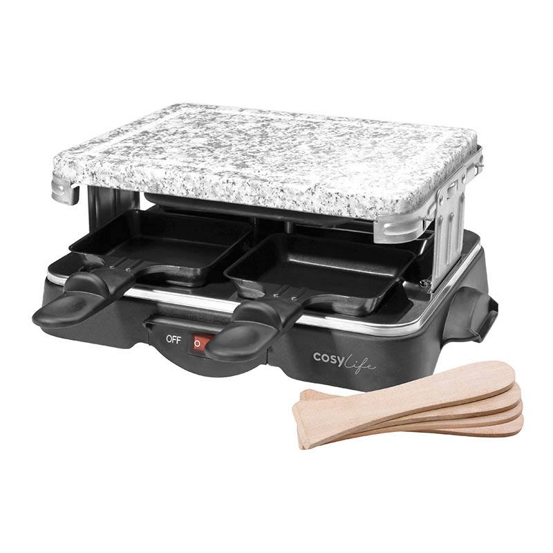 Raclette multifonctions COSYLIFE 4 personnes + pierre CL-R4P2