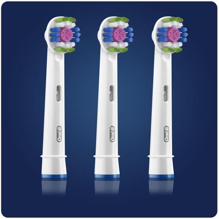 Oral-B Brossette de Rechange 3D White Clean Max, Brosse à Dents Électrique Jusqu’à 100 % d’élimination plaque dentaire, Pack X3