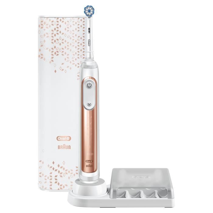 Oral-B Genius X Brosse à Dents Électrique Rechargeable, 1 Manche, Or Rose, 1 Brossette et 1 Étui de Voyage Premium Offert