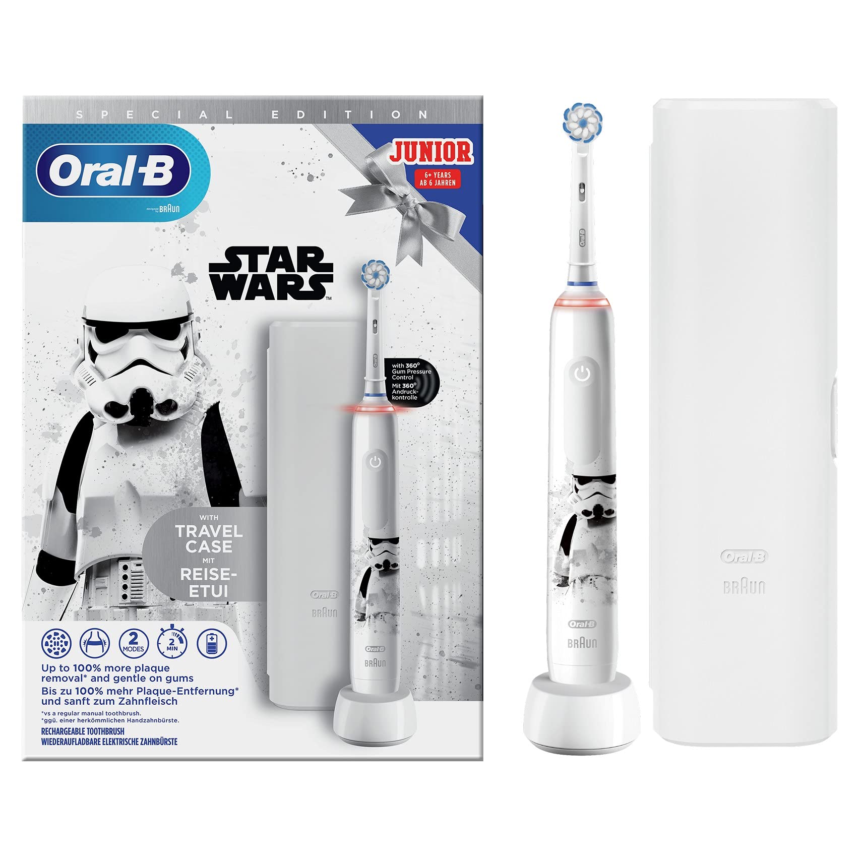 Oral-B Junior Brosse à Dents Électrique Rechargeable avec 1 Manche et 1 Brossette, enfant de 6 ans et plus, Pour un brossa...
