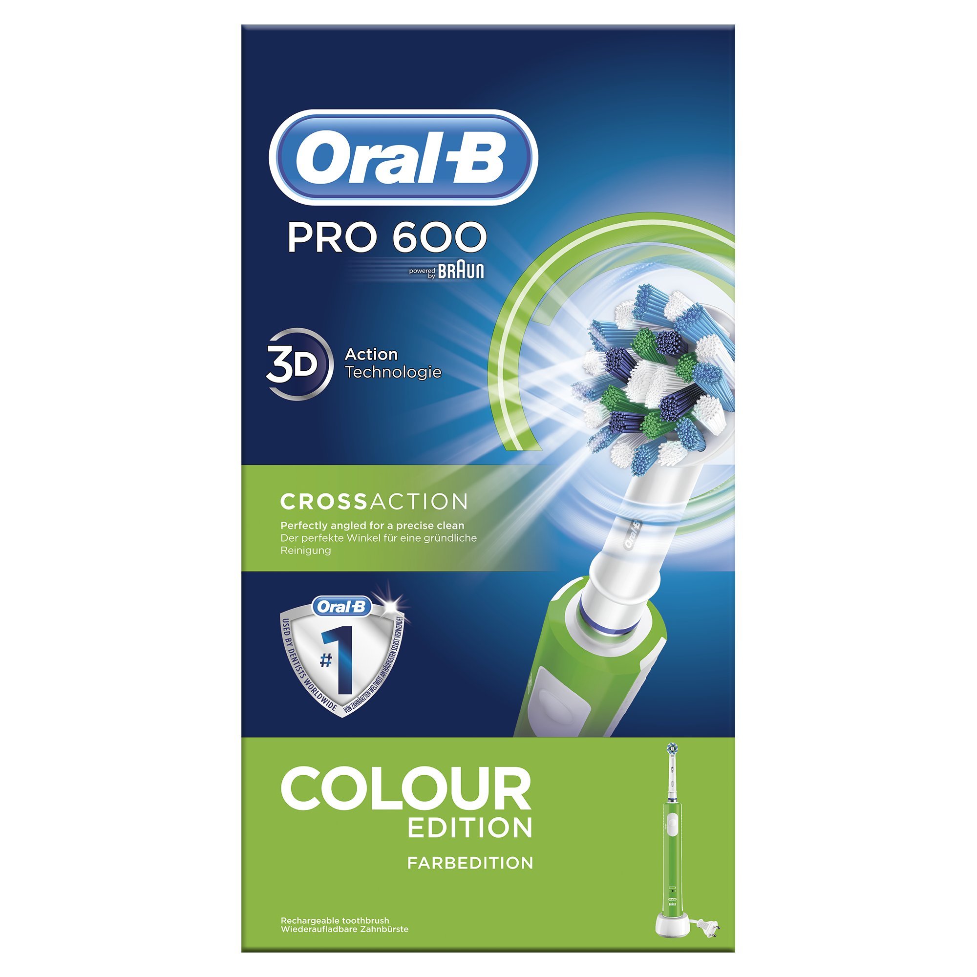 Oral-B Pro 600 Cross Action - Brosse à Dents Électrique Rechargeable - Edition Verte