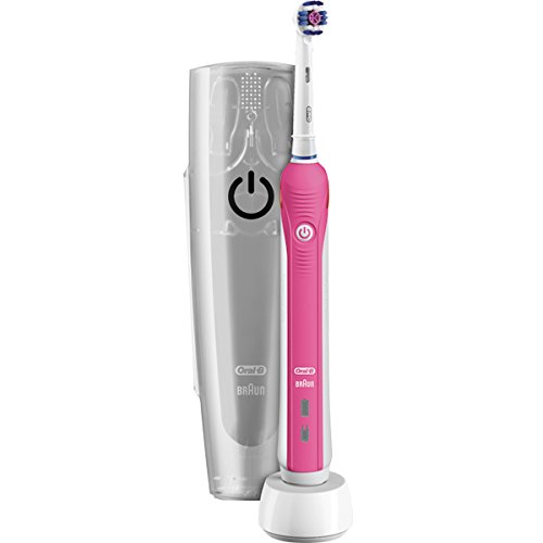 Braun Oral-B Brosse à dent Blanche + Trousse de Voyage Rose