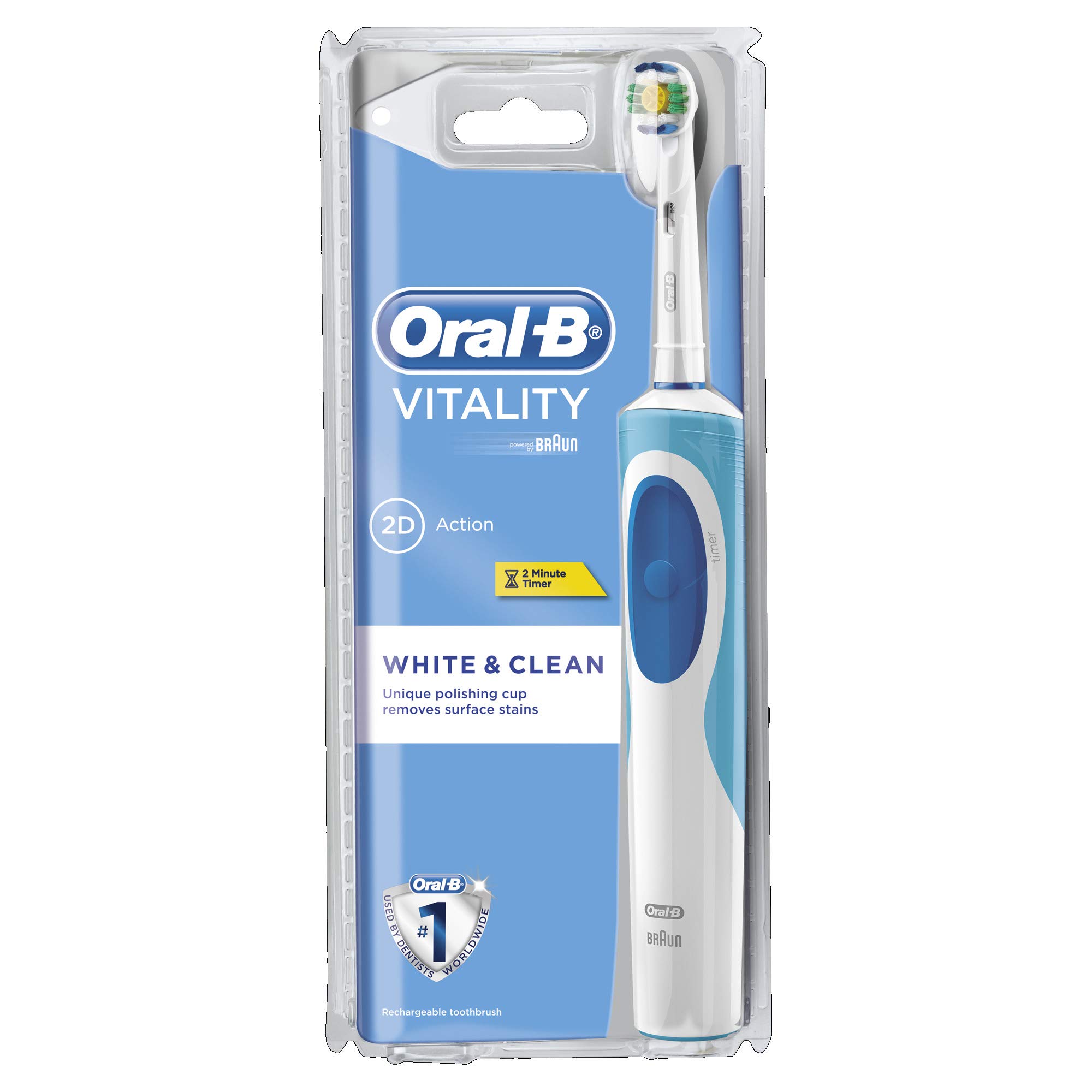 Oral-B Vitality White Plus Clean - Brosse à Dents Électrique Rechargeable - Minuteur Intégré White Plus Clean