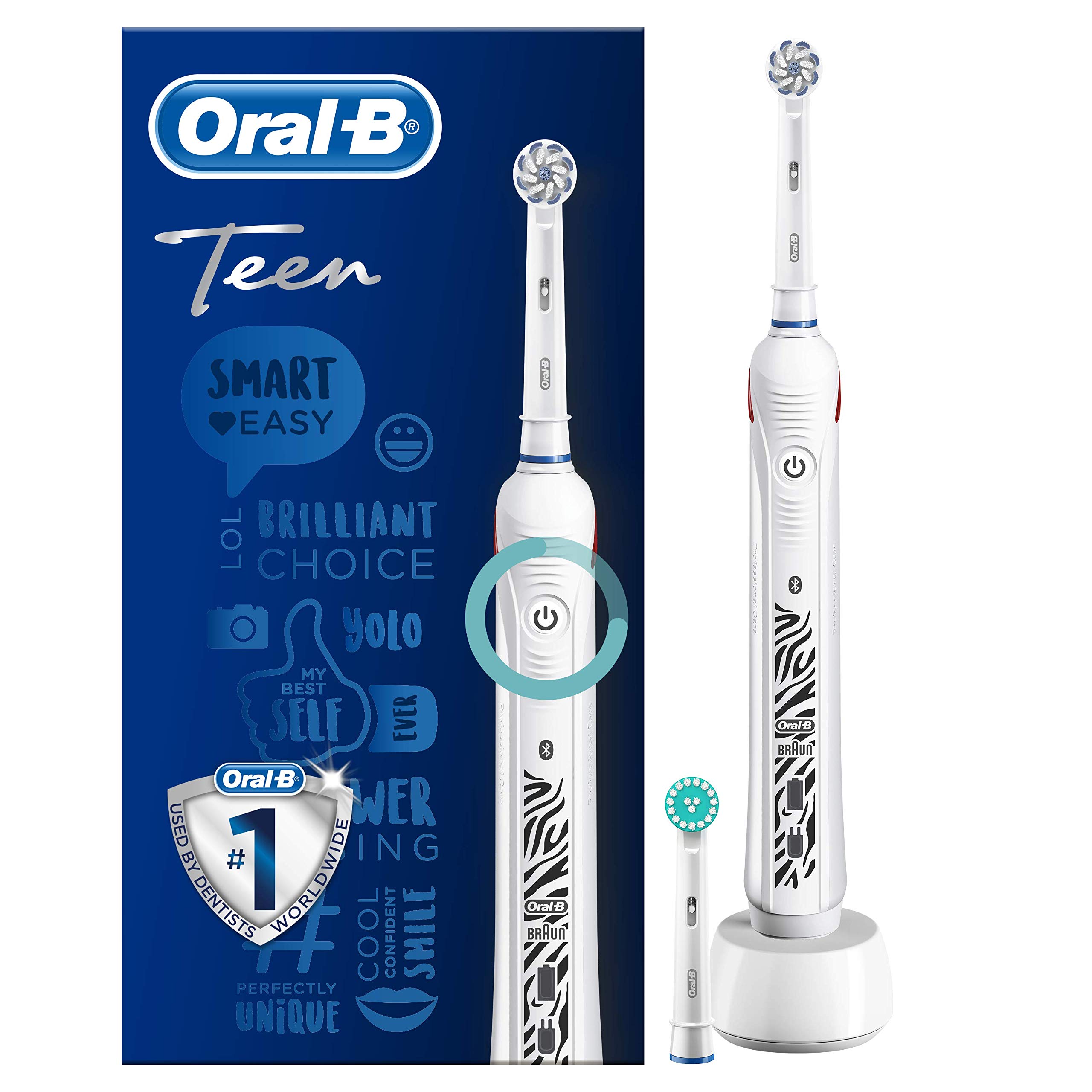 Oral-B Teen Teens Brosse à dents oscillante Blanc - Brosse à dents électrique (batterie, batterie intégrée, ion, 1 pièce(...
