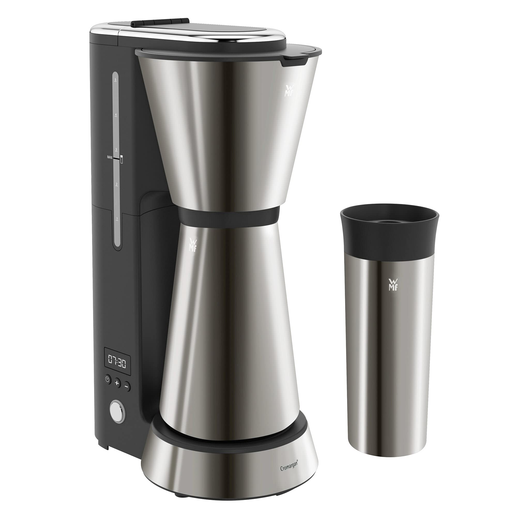 WMF Kitchenminis Cafetière filtre isotherme, 750 ml, 5 tasses, Coloris Graphite, Design compact et élégant, 1 mug isotherm...