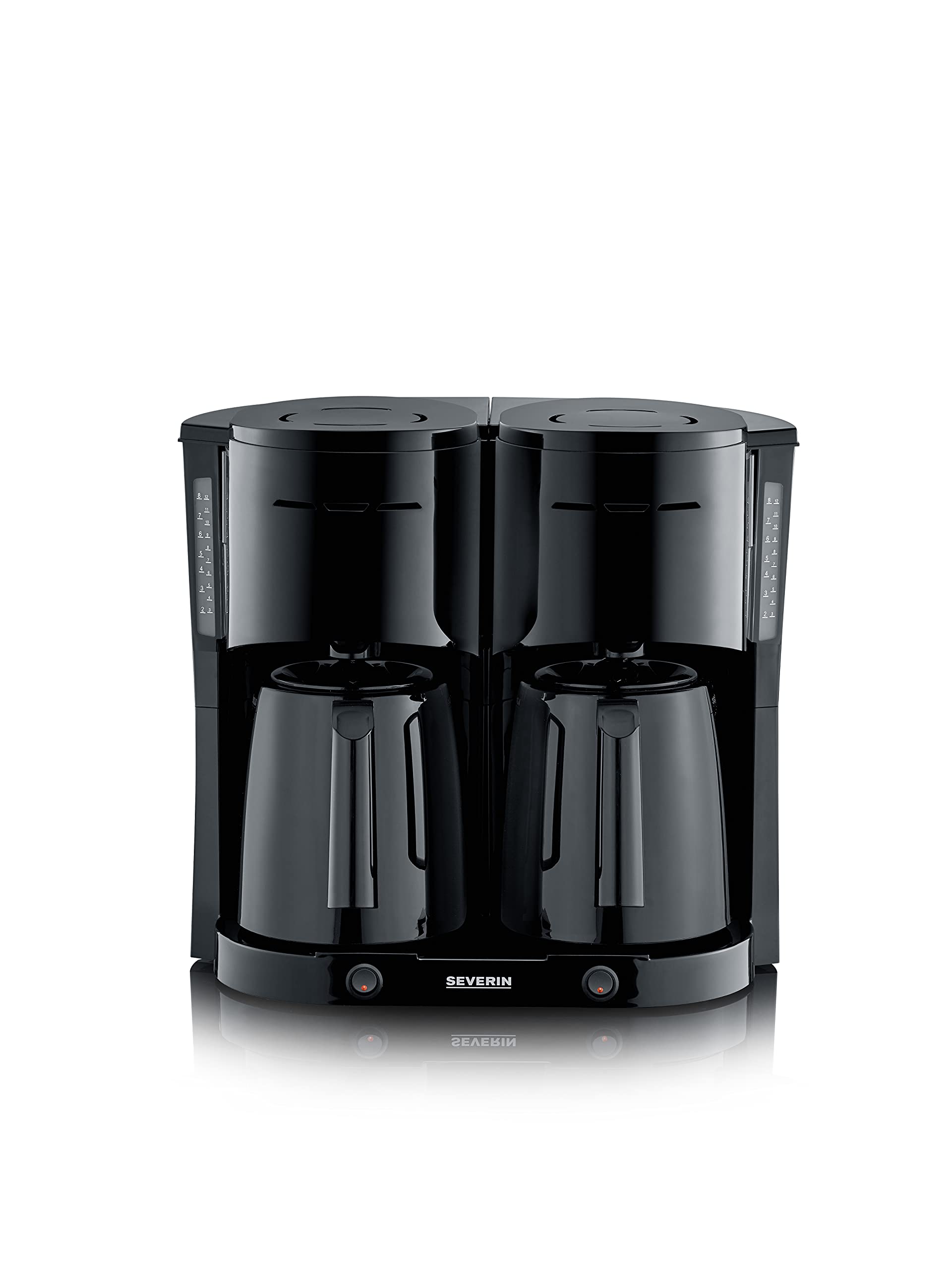 SEVERIN Cafetière filtre Duo, 2 verseuses isothermes, 2 x 8 Tasses, Arrêt automatique, Noir, KA 5829