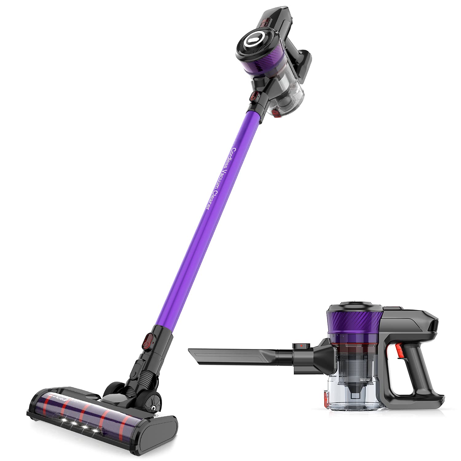 Aspirateur à Batterie, Aspirateur sans Fil 4 en 1 avec Filtre HEPA et Brosse LED, Super Aspiration Manuelle, Idéal pour Le...