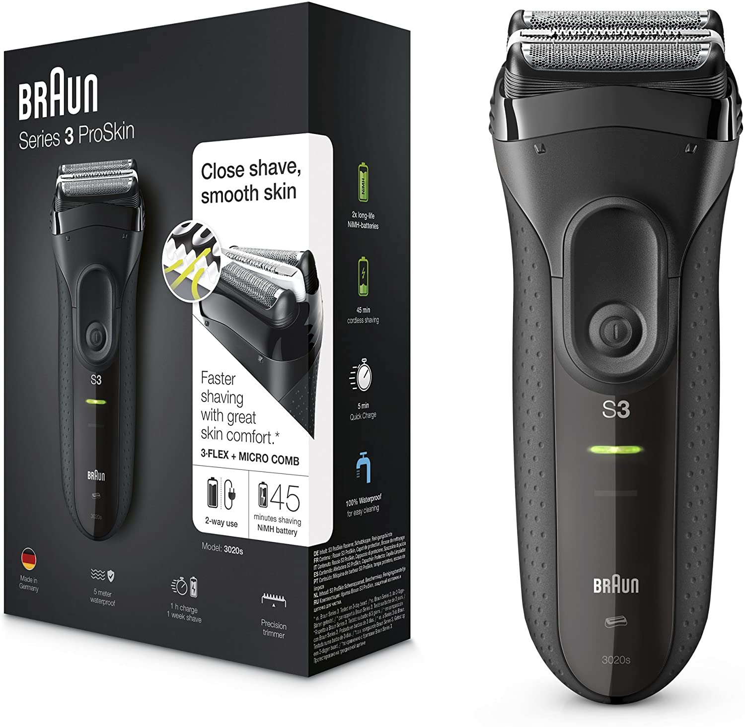 Braun Series 3 3020S avec tondeuse rétractable