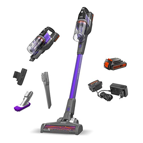 BLACK+DECKER BDPSE1815P-QW, Powerseries sans Fil, 18 V, 1,5Ah, 2 Vitesses, 46 min d'Autonomie, Embout Suceur Plat et Brosse Spéciale Animaux, 650 milliliters