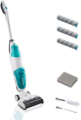 Leifheit Regulus Aqua PowerVac , lave sol électrique 2 en 1, set nettoyage sol avec 3 rouleaux, 1 filtre & 2 goupillons de nettoyage