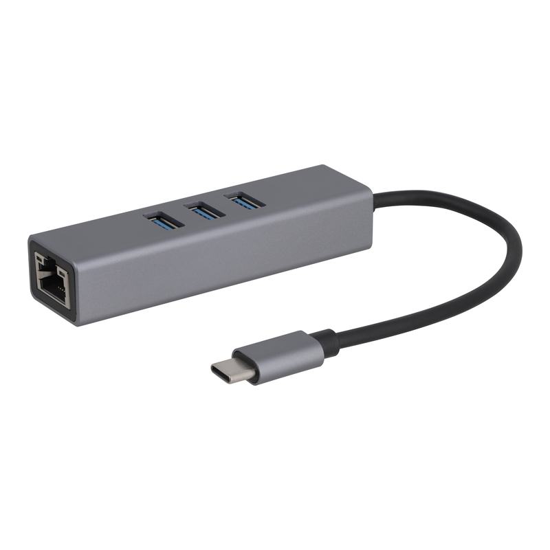 Adaptateur Usb-c Vers Rj45 + 3x Usb-a Edenwood Reseau Gigabit + Hub Usb 3.0