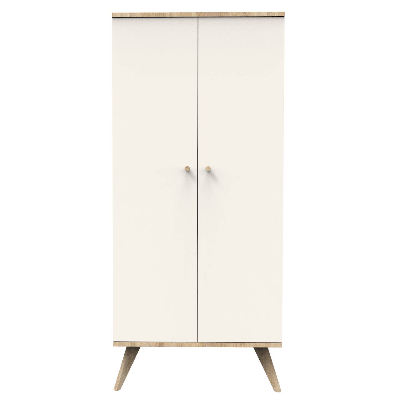 Armoire 2 Portes Avec Pieds Bois - Camille Vanille