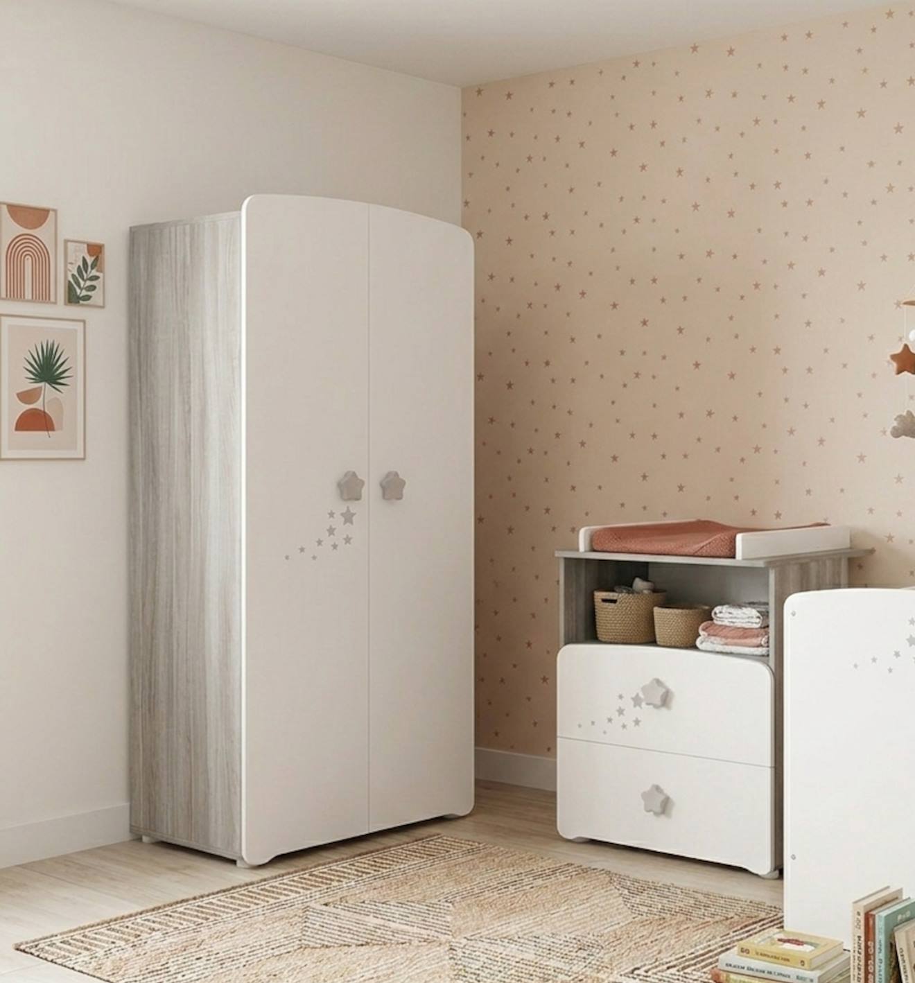 Armoire 2 Portes Bébé En Bois - Nao Blanc