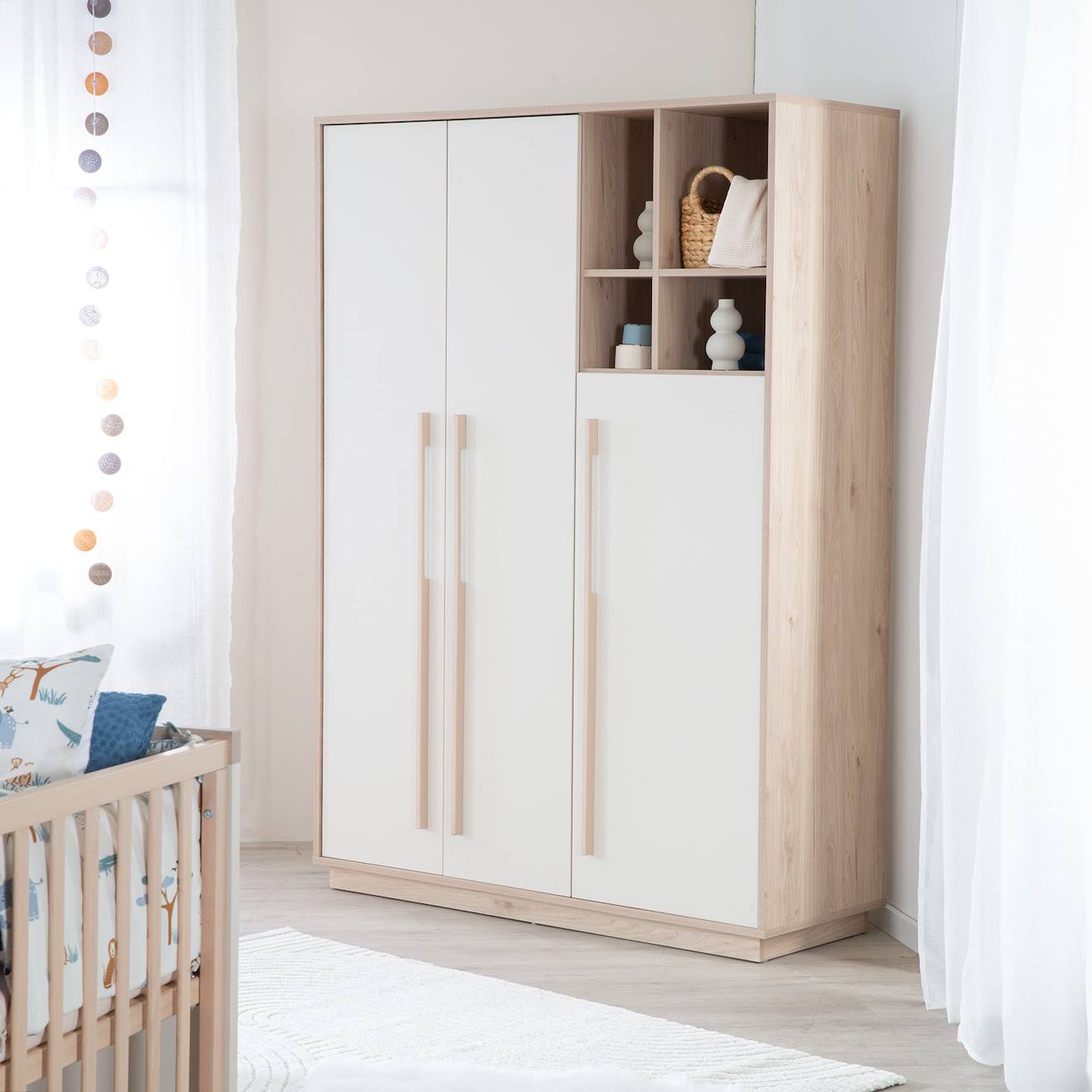 Armoire 3 Portes 4 Niches Elva Cachemire - Noyer De Virginie