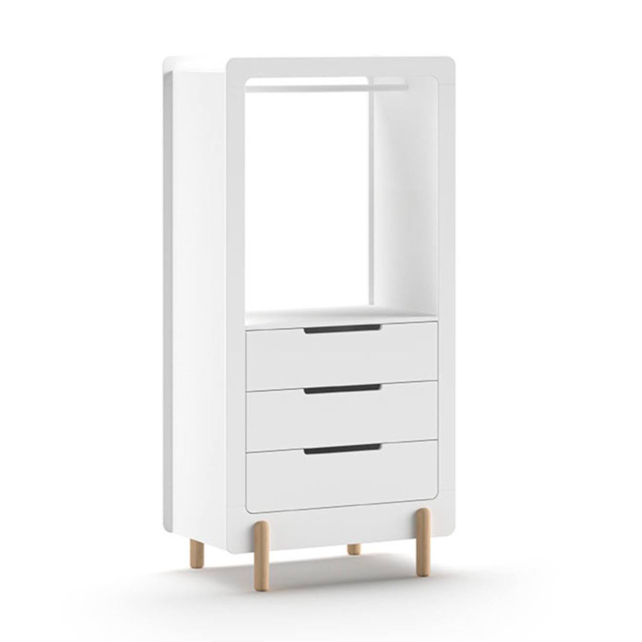 Armoire 3 Tiroirs Pin Massif Et Imitation Bois Hauteur Darius Blanc Bois
