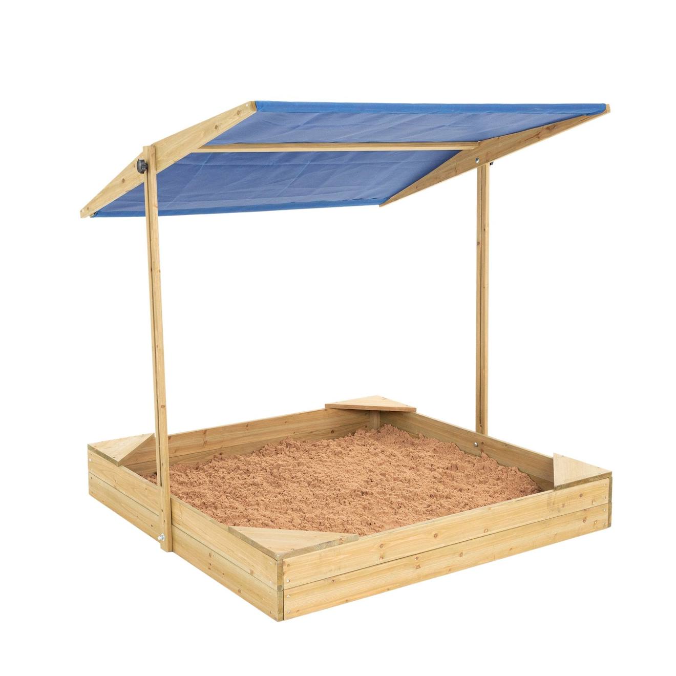Bac À Sable Avec Auvent Bois Fsc® Marron - Bleu