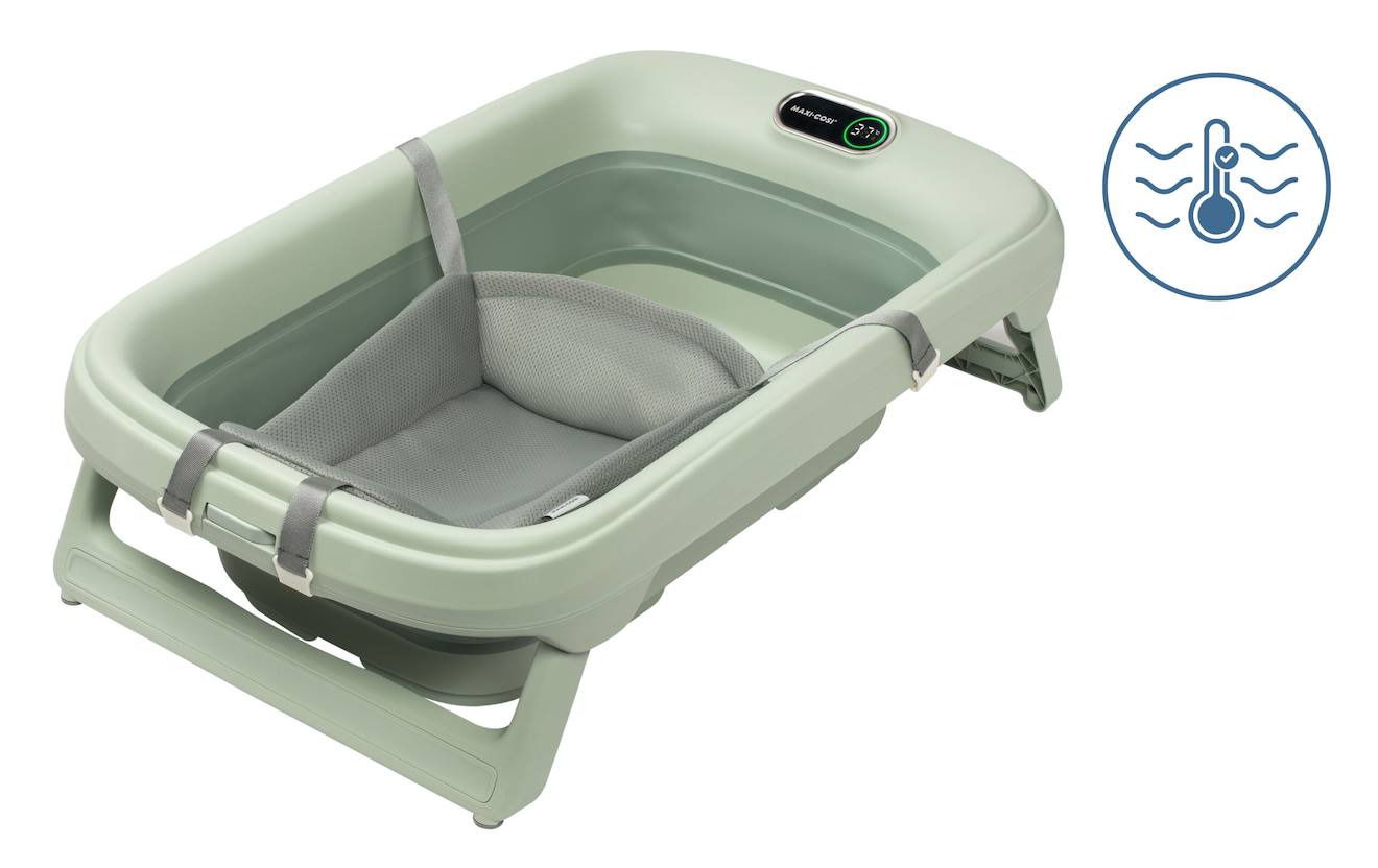 Baignoire Bébé Indigo Plus, Avec Thermomètre Intégré Sage Green