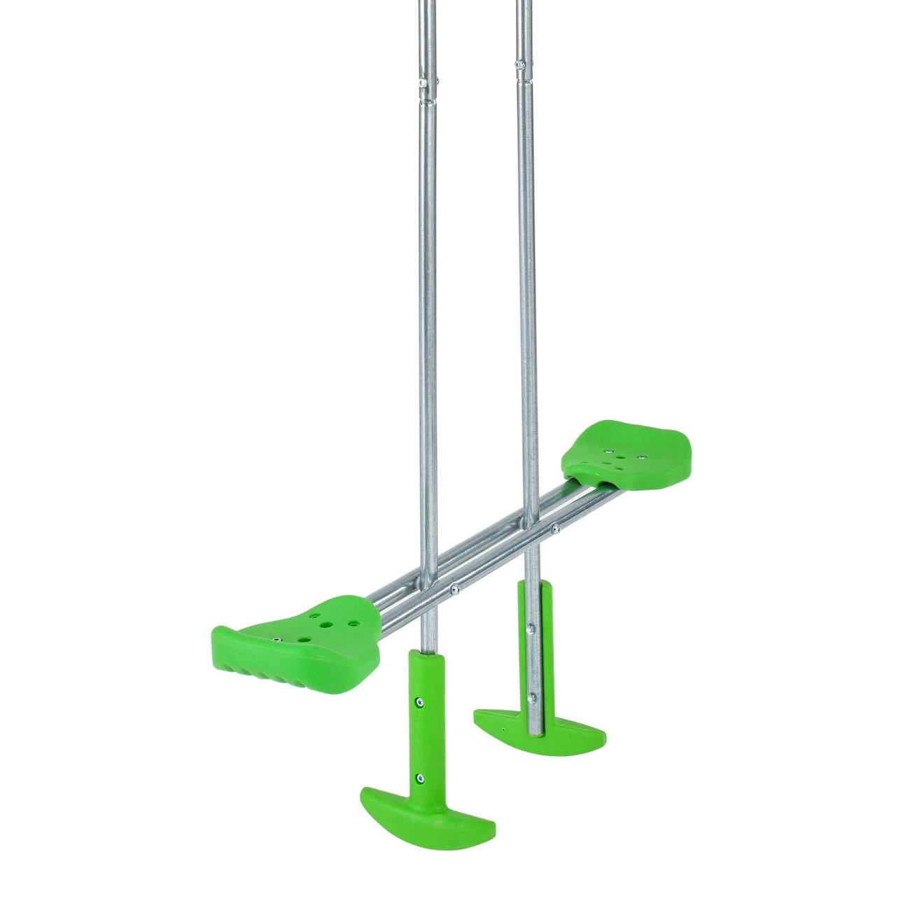 Balançoire Duo Enfants Pour Portique Bois Rond Métal D100cm Gris - Vert