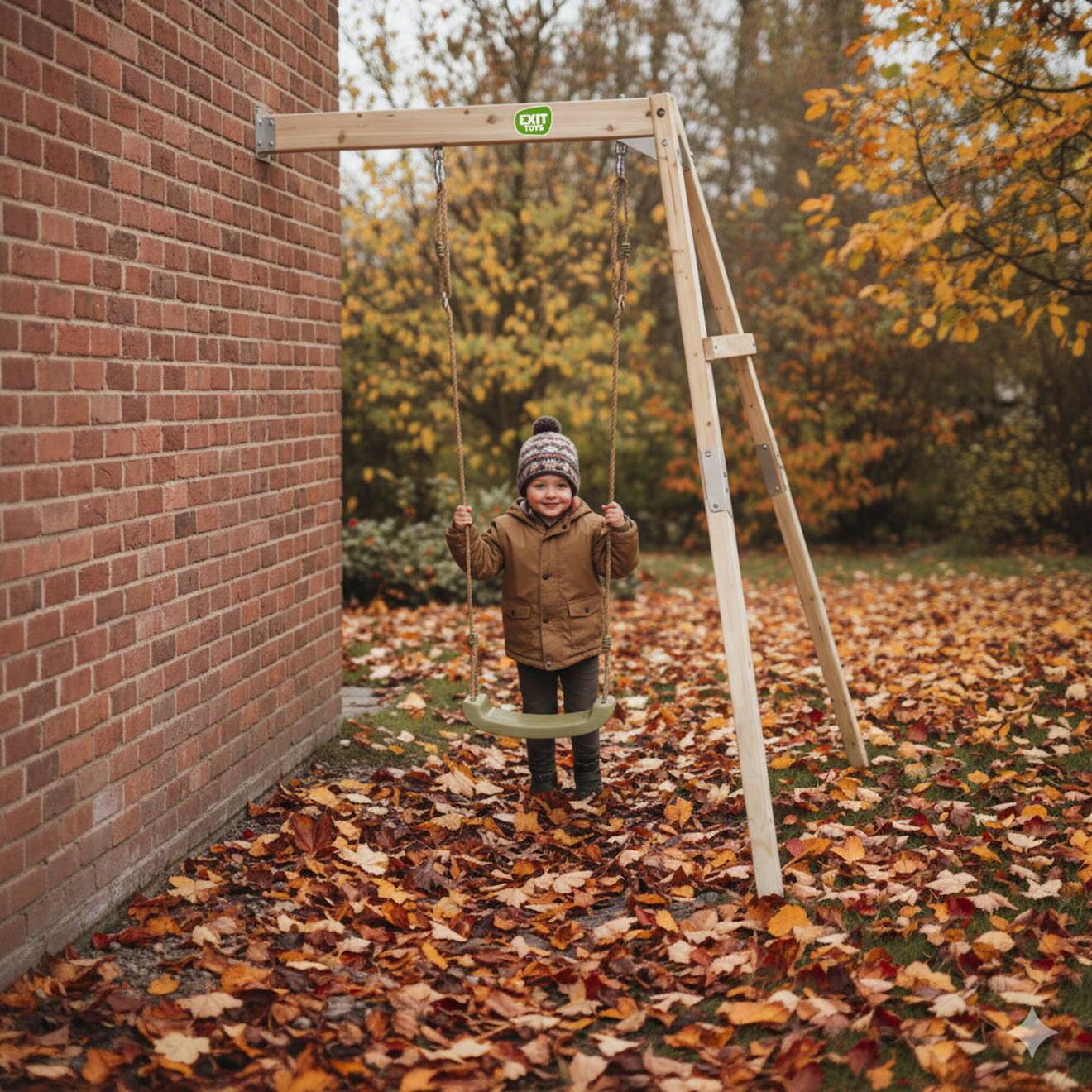 Balançoire En Bois Fixation Murale Pour Jardin Enfant Naturel
