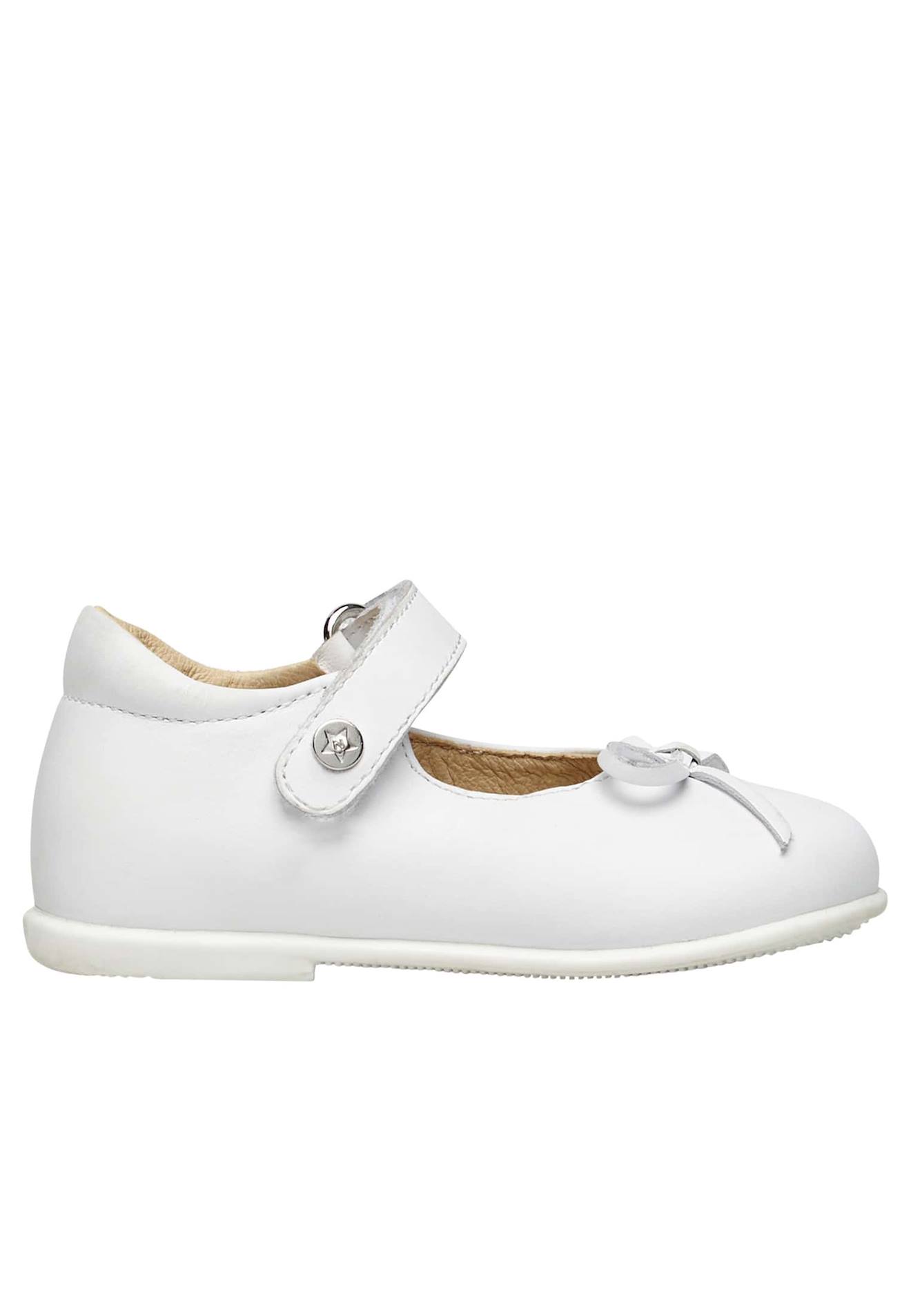 Ballerines À Nœud En Cuir Ballet Blanc-argenté-