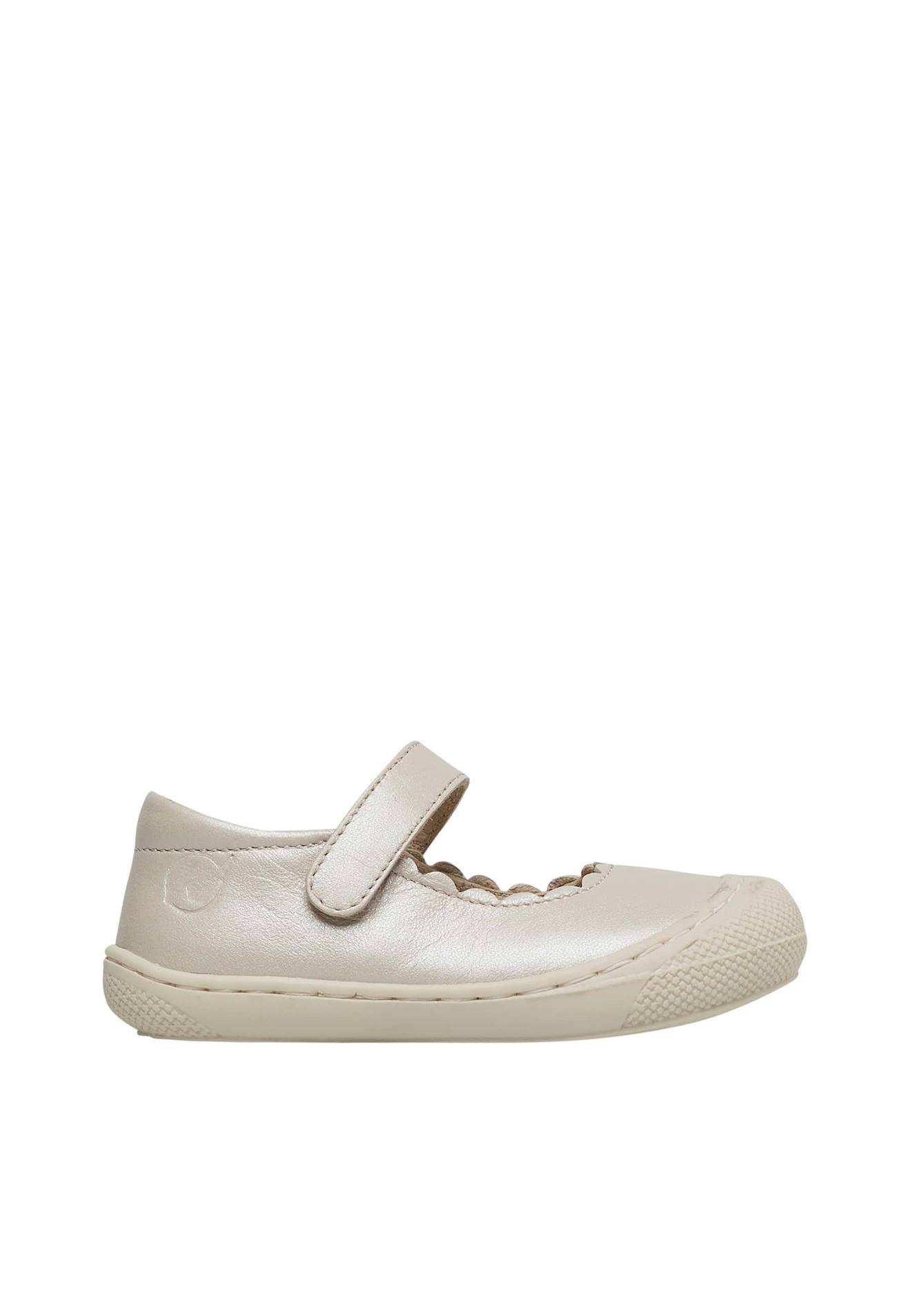 Ballerines Premiers Pas En Cuir Avec Sangle Dorsia Blanc Crème-