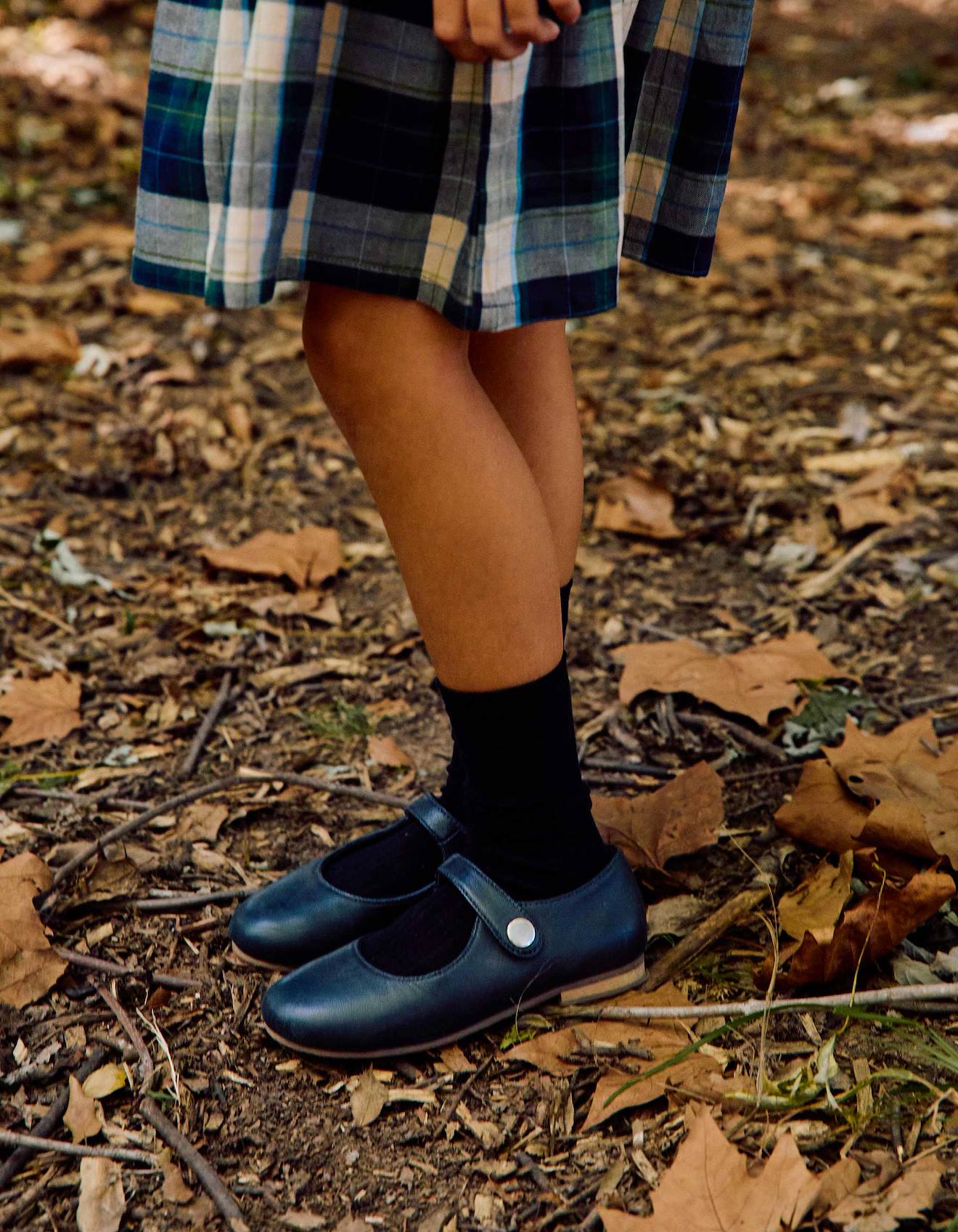 Ballerines Style Mary Jane En Cuir Bleu