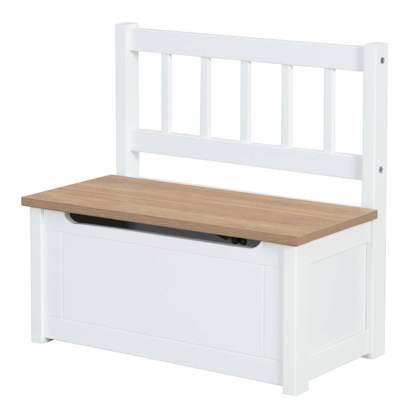 Banc-coffre À Jouets En Bois Massif Résistant Aux Rayures Woody Blanc - Naturel