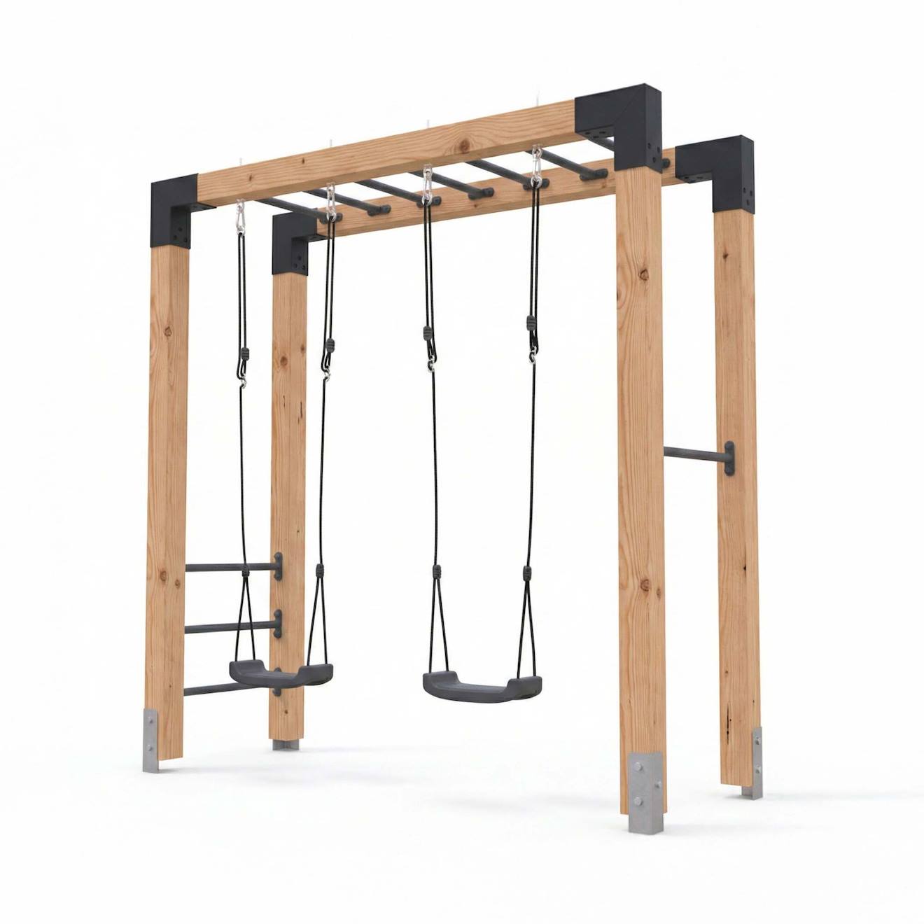 Barre De Singe En Bois Avec Balançoire Double Pour Jardin Naturel
