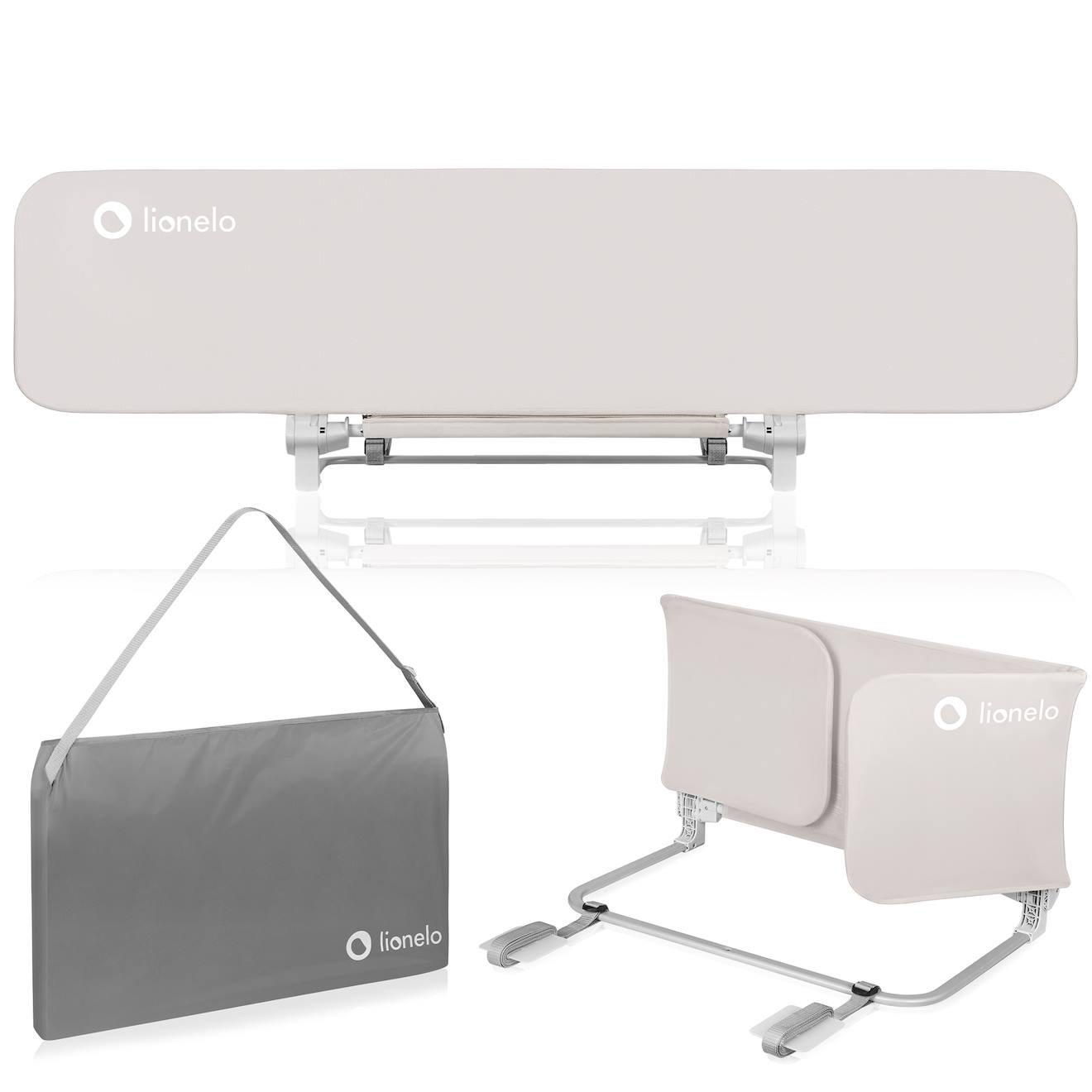 Barrière De Lit Lora Xl Pliable Avec Protection Anti-chute Et Sac De Transport Beige Sand