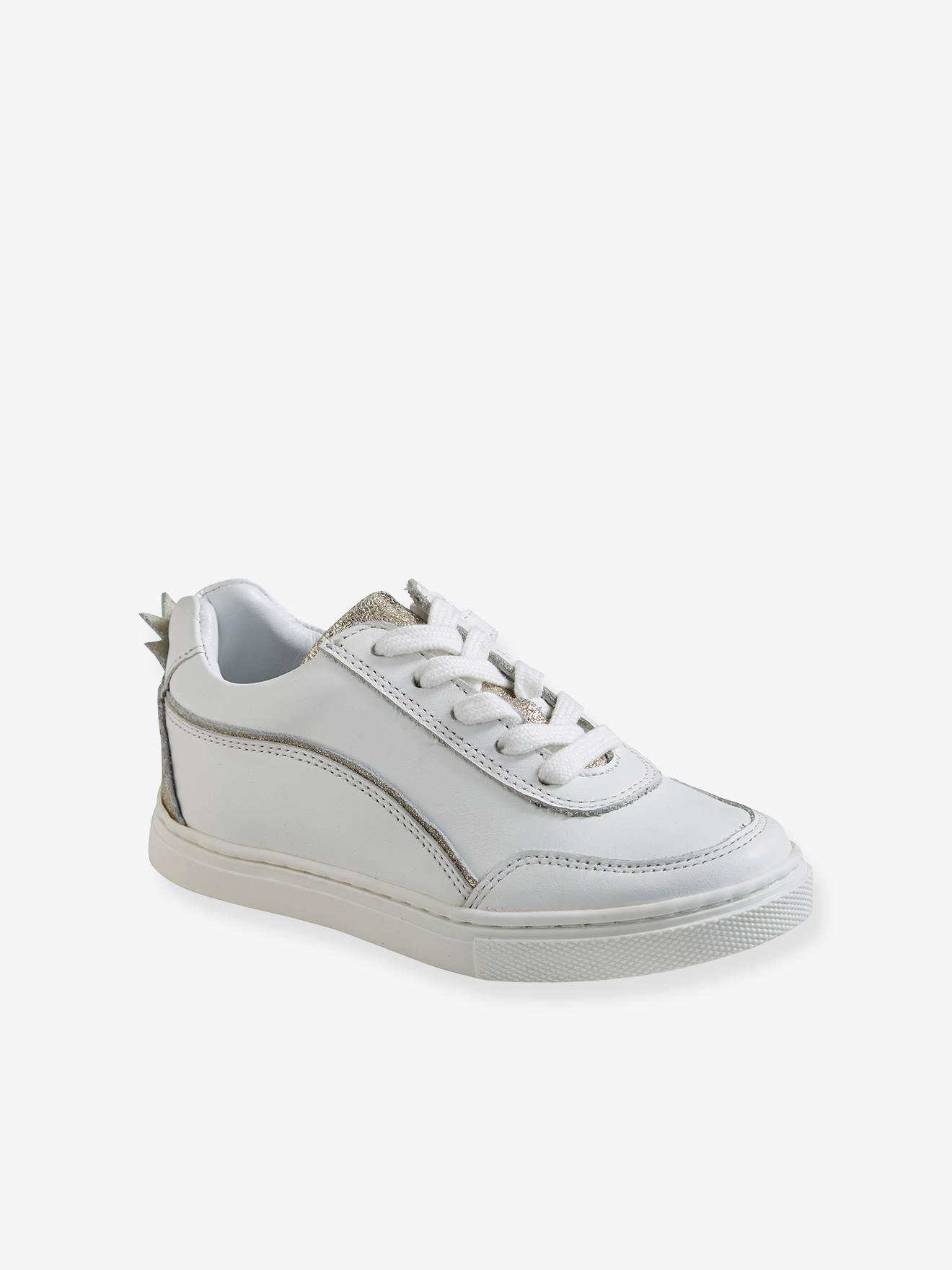 Baskets ananas fille en cuir blanc