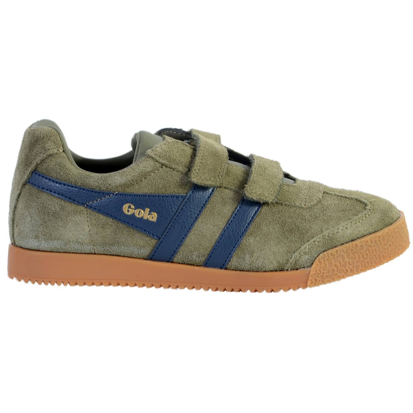 Baskets Basses À Scratch Velours Kaki Marine