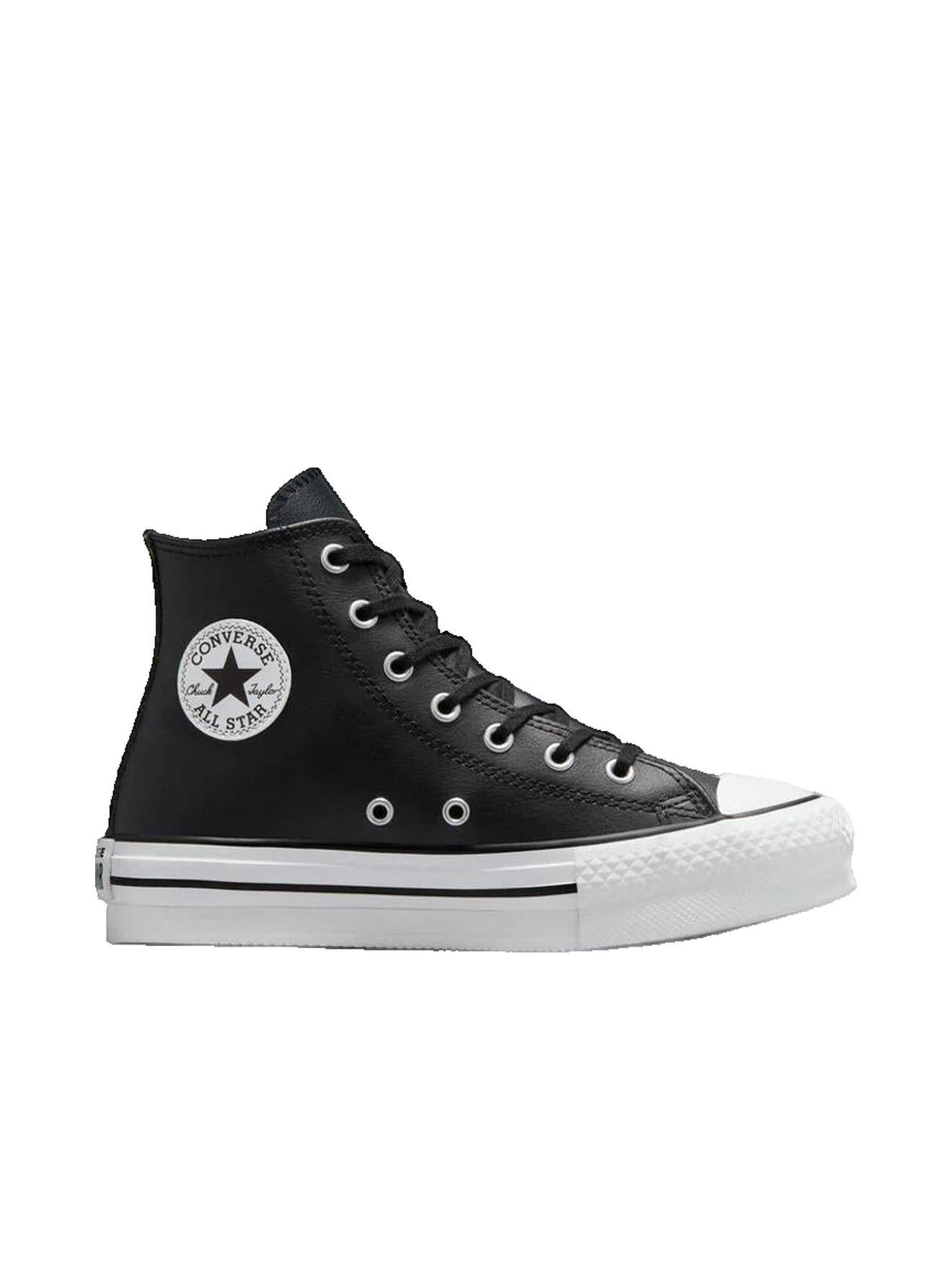 Baskets En Cuir Chuck Taylor All Star Lift Platform Pour Juniors – Style Et Confort Unisexe Noir / Ivoire Naturel / Blanc