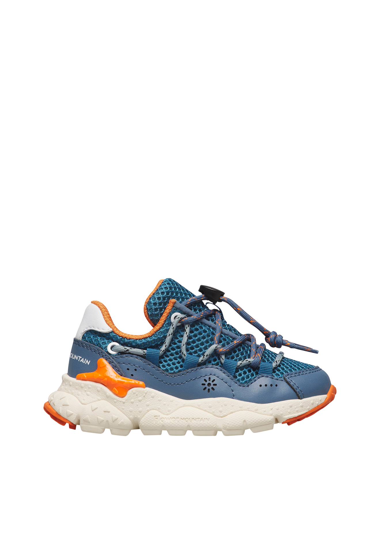 Baskets En Similicuir Et Tissu En Mesh Raikiri Junior. Bleu Ciel-orange-