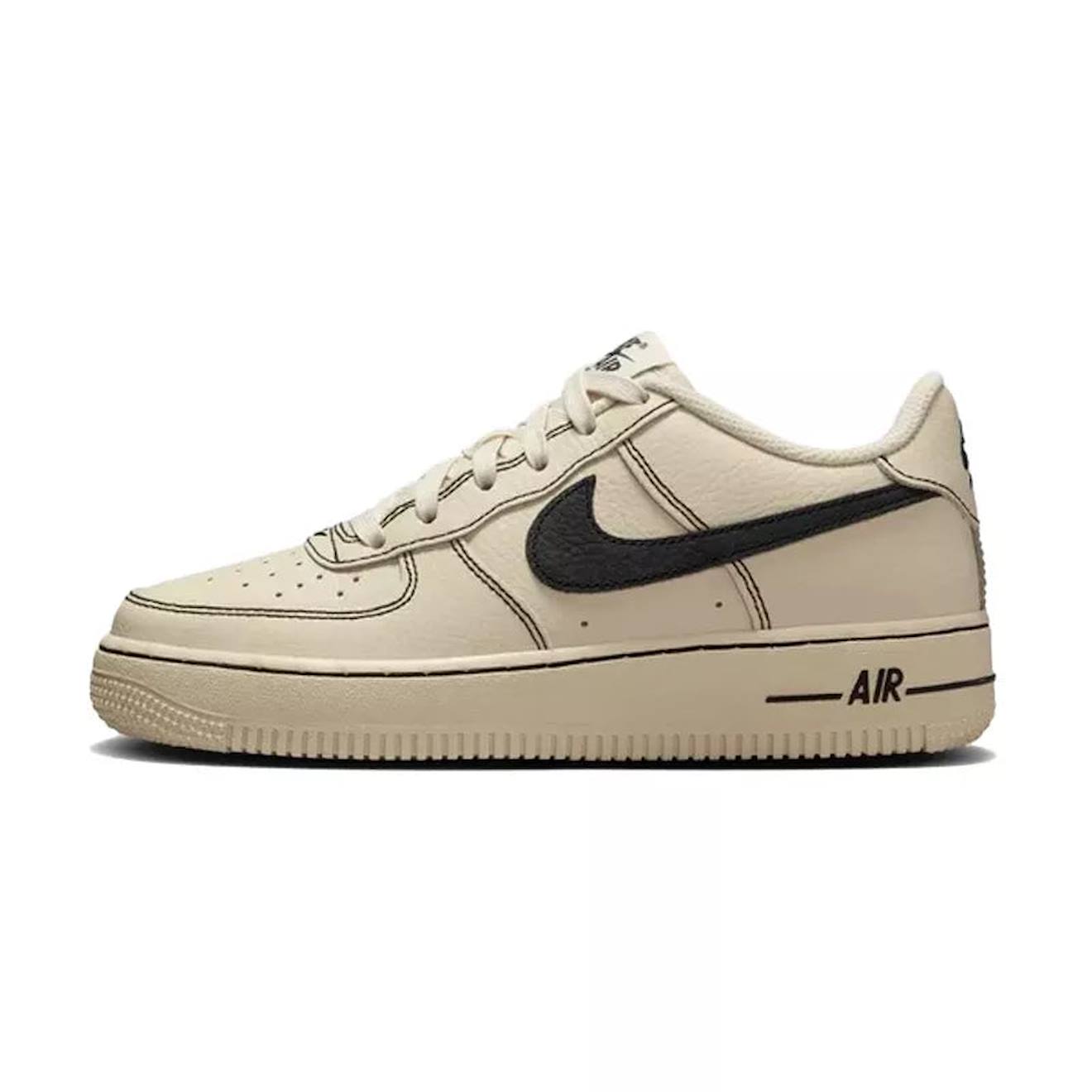 Baskets Enfant En Cuir Kaki Clair, Noir