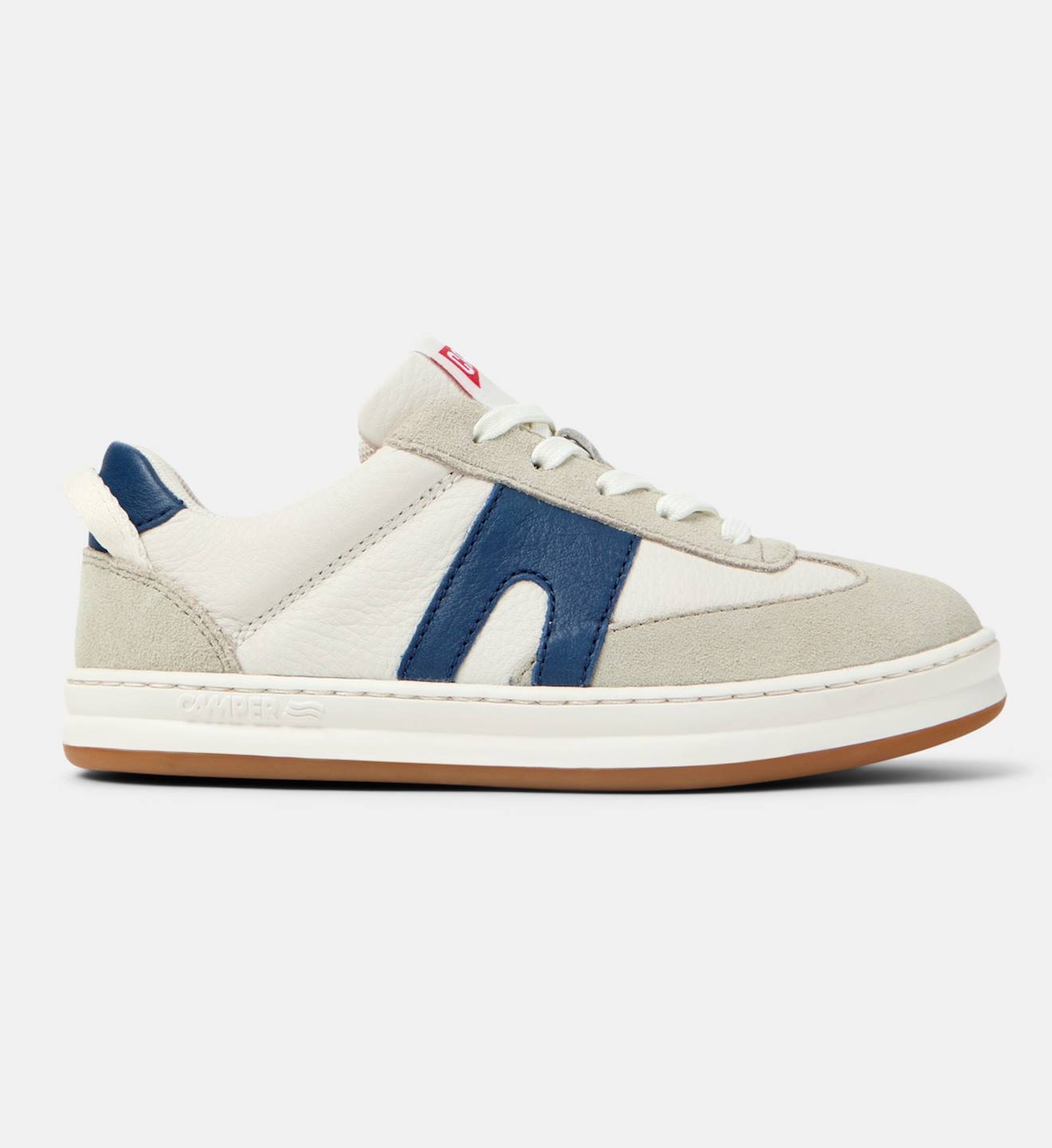 Baskets Garçon Cuir Runner Four Kids Blanc Beige Bleu