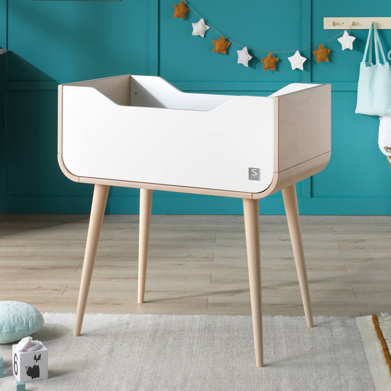 Berceau Pieds Bois - Bambin Blanc