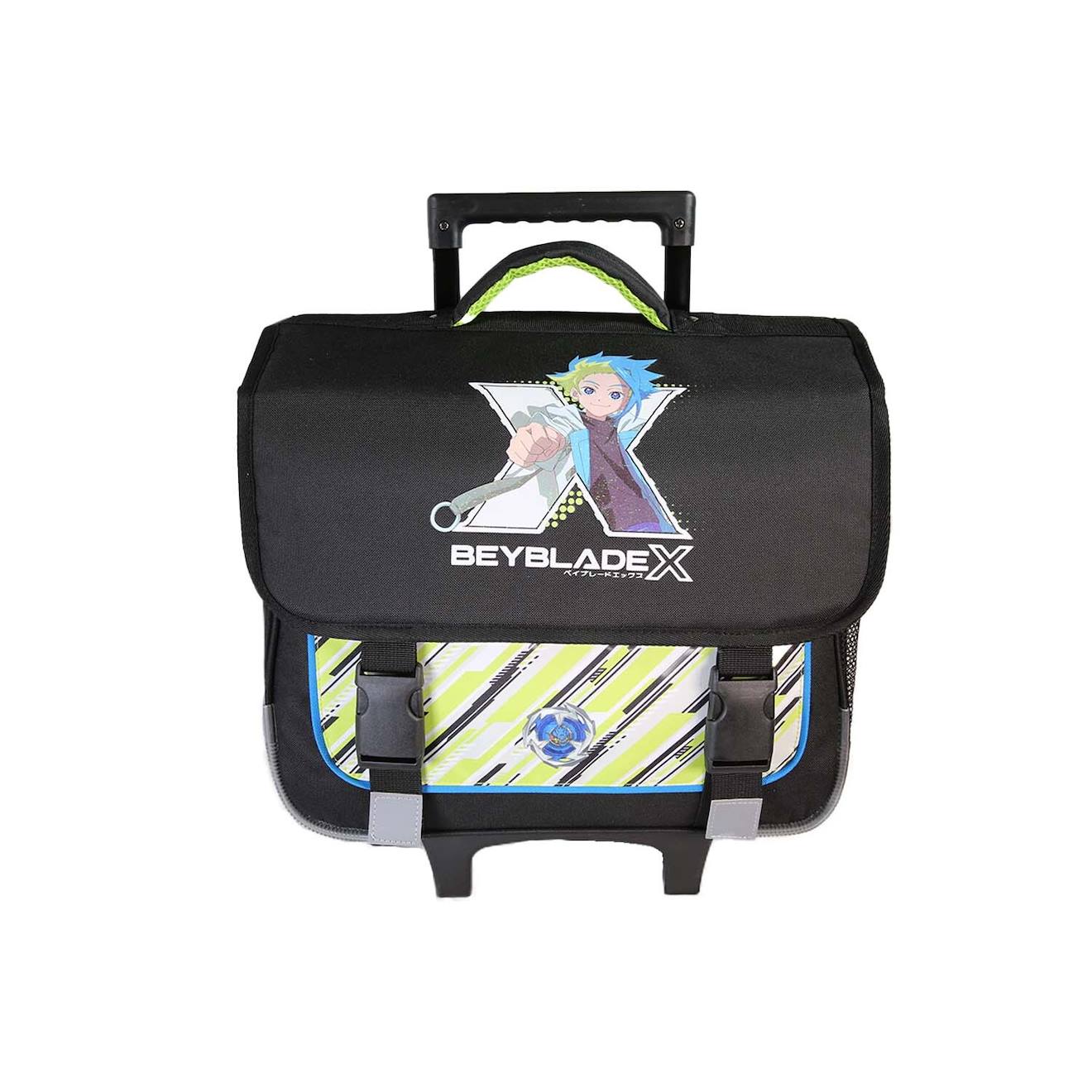 Beyblade - ? Cartable Scolaire - Roulettes 38 Cm - Garçon - Noir/vert - 2 Compartiments Noir