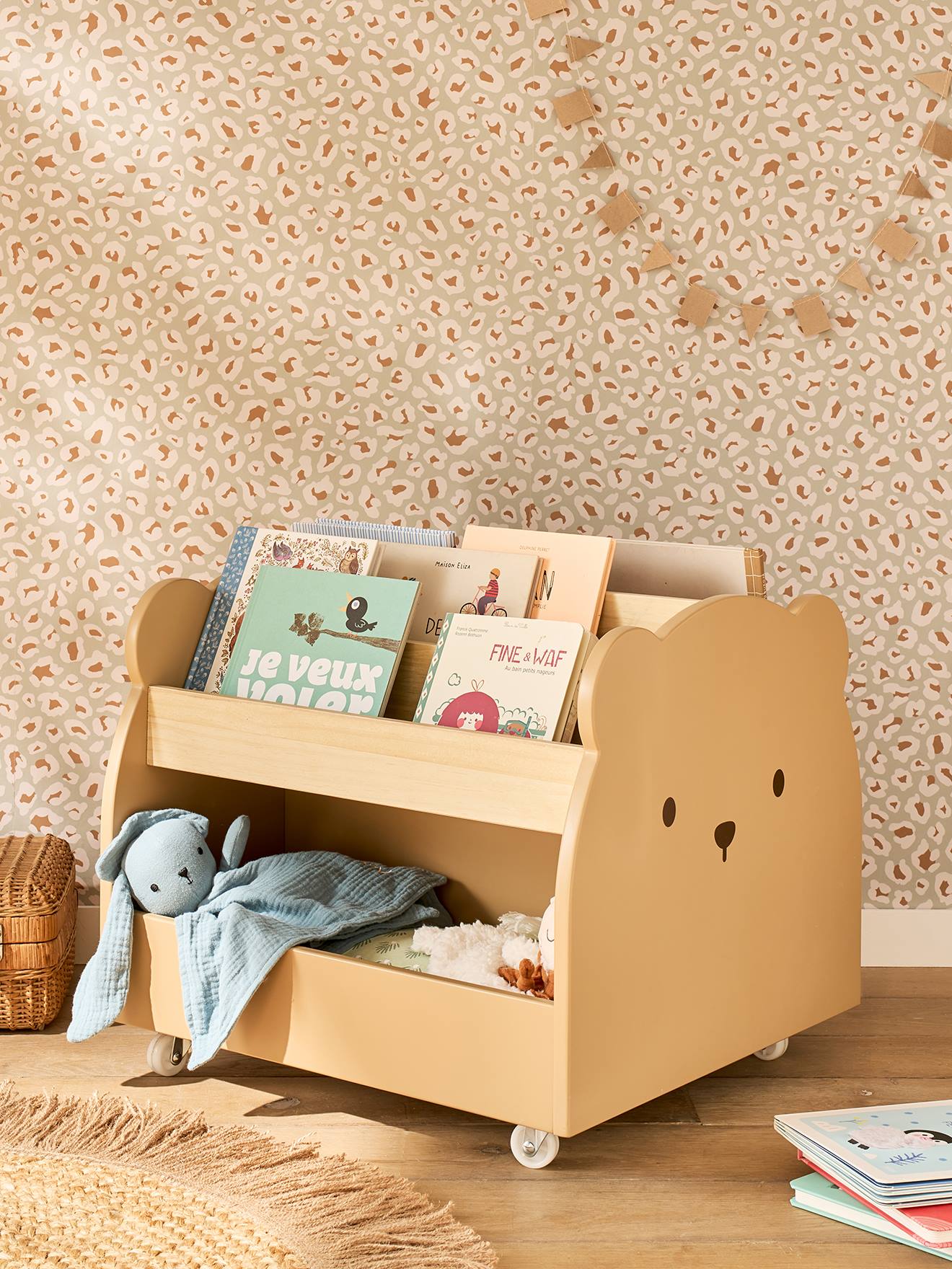 Bibliothèque enfant à roulettes OURSON moka