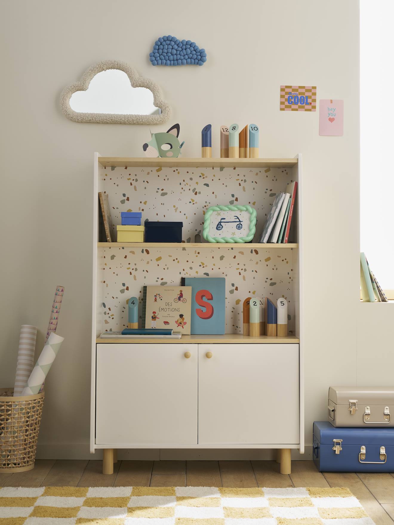 Bibliothèque étagère basse TERRAZZO beige