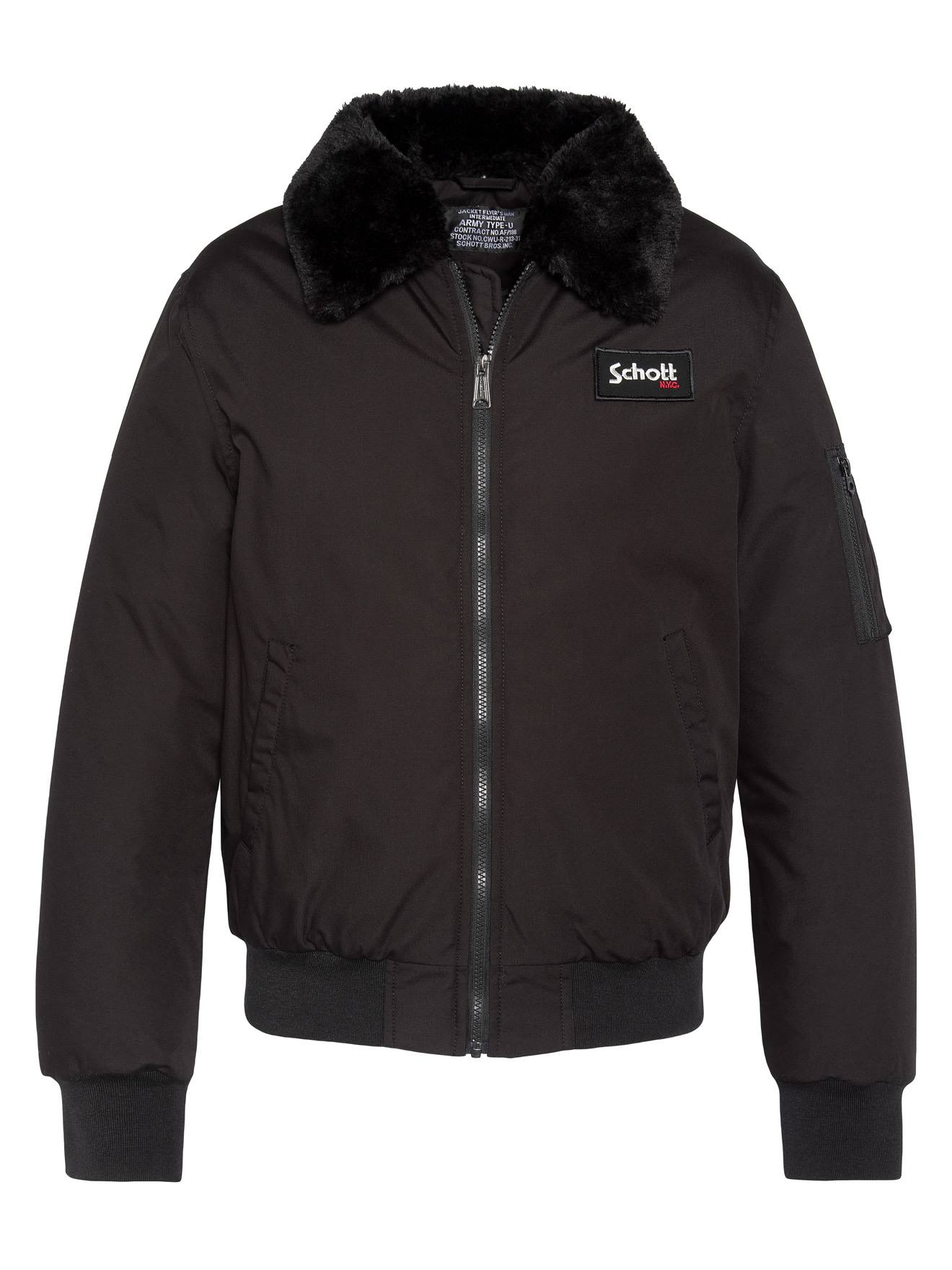 Blouson Col Amovible En Fausse Fourrure Noir